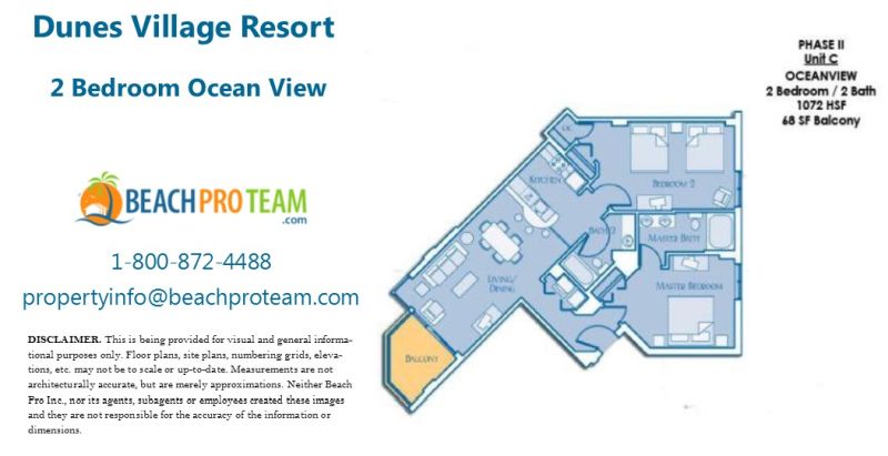 Dunes Village II Floor Plan C - 2 Bedroom Ocean View